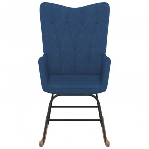 Chaise à bascule avec repose-pied Bleu Tissu