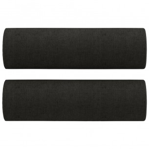 Ensemble de canapés 2 pcs avec coussins noir tissu