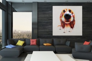 Tableau décoratif mural 80x80 cm "petit chien multicouleur" Tableau décoratif mural 80x80 cm "petit chien multicouleur"