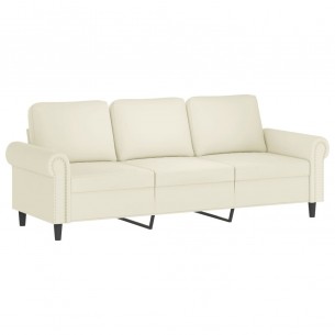 Canapé 3 places avec oreillers décoratifs crème 180 cm velours
