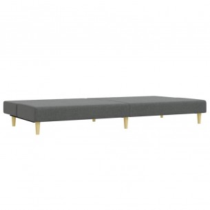 Canapé-lit à 2 places avec repose-pied gris foncé tissu