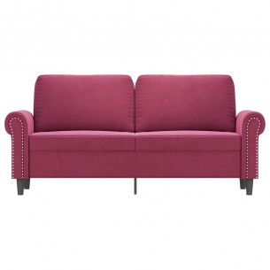 Canapé à 2 places Rouge bordeaux 140 cm Velours
