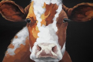 Tableau décoratif mural 90x120 cm "tête de vache"