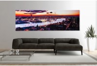 Tableau impressionnant mural 140x45 cm "coucher du soleil à St Pauli"