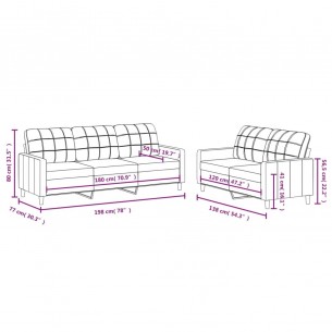 Ensemble de canapés 2 pcs avec coussins Gris foncé Tissu