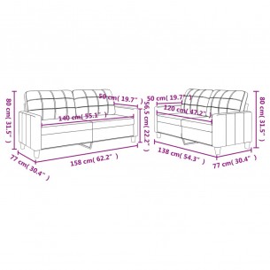 Ensemble de canapés 2 pcs avec coussins Noir Similicuir