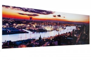 Tableau impressionnant mural 140x45 cm "coucher du soleil à St Pauli"