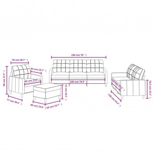Ensemble de canapés 4 pcs avec coussins Noir Tissu
