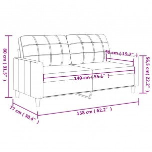Canapé à 2 places Noir 140 cm Tissu