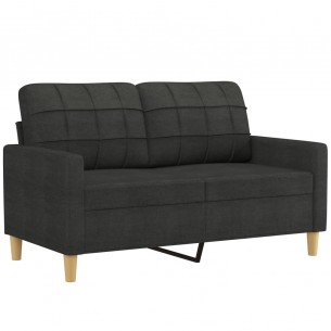 Ensemble de canapés 2 pcs avec coussins noir tissu