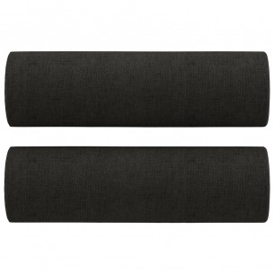 Ensemble de canapés 2 pcs avec coussins noir tissu