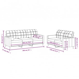 Ensemble de canapés 2 pcs avec coussins noir tissu