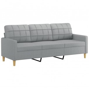 Ensemble de canapés 3 pcs avec coussins Gris clair Tissu