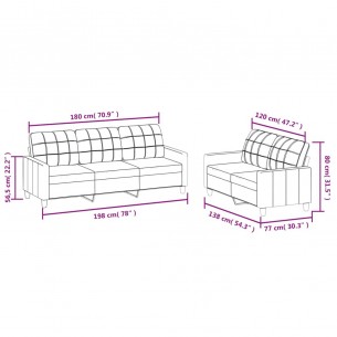 Ensemble de canapés 2 pcs avec coussins Gris Similicuir