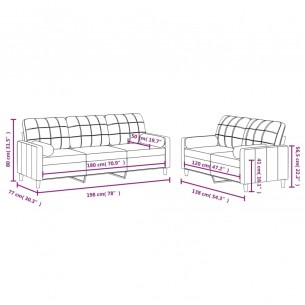 Ensemble de canapés 2 pcs coussins gris foncé tissu