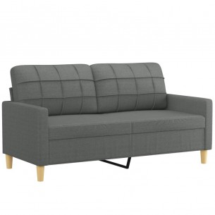 Ensemble de canapés 2 pcs coussins gris foncé tissu