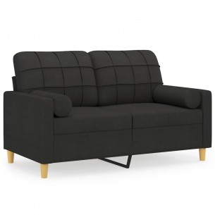 Canapé 2 places avec oreillers décoratifs noir 120 cm tissu