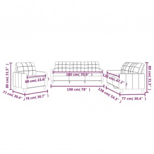 Ensemble de canapés 3 pcs avec coussins Noir Similicuir