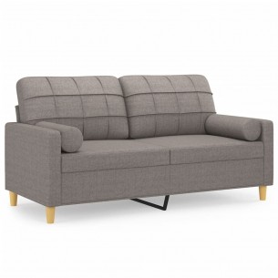 Canapé 2 places avec oreillers décoratifs taupe 140 cm tissu