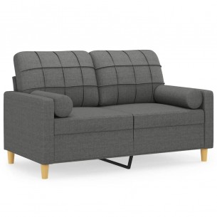 Canapé 2 places avec oreillers gris foncé 120 cm tissu