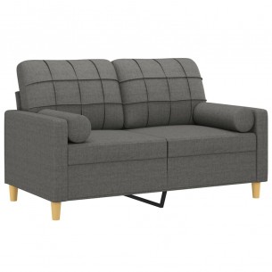 Canapé 2 places avec oreillers gris foncé 120 cm tissu