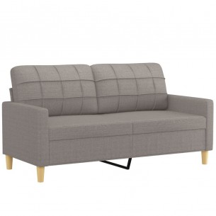 Canapé 2 places avec oreillers décoratifs taupe 140 cm tissu