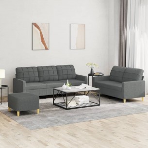 Ensemble de canapés 3 pcs avec coussins Gris foncé Tissu