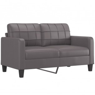 Ensemble de canapés 2 pcs avec coussins Gris Similicuir
