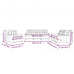 Ensemble de canapés 3 pcs avec coussins Noir Tissu