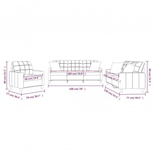 Ensemble de canapés 3 pcs avec coussins noir similicuir