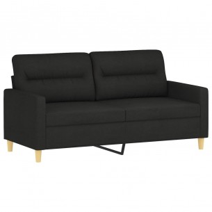 Ensemble de canapés 3 pcs avec coussins noir tissu