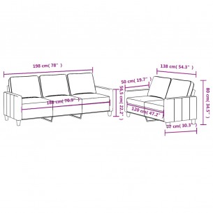 Ensemble de canapés 2 pcs avec coussins Gris foncé Tissu