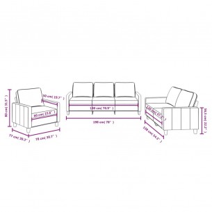 Ensemble de canapés 3 pcs avec coussins Gris foncé Tissu