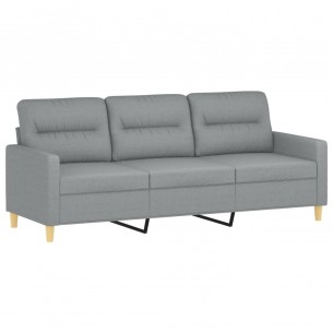 Canapé à 3 places avec repose-pieds Gris clair 180 cm Tissu