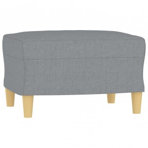 Canapé à 3 places avec repose-pieds Gris clair 180 cm Tissu