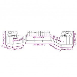 Ensemble de canapés 3 pcs avec coussins Gris foncé Tissu