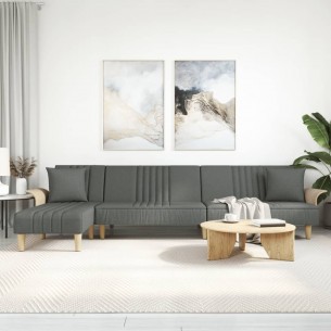 Canapé-lit en forme de L gris foncé 279x140x70 cm tissu Canapé-lit en forme de L gris foncé 279x140x70 cm tissu