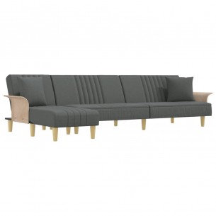 Canapé-lit en forme de L gris foncé 279x140x70 cm tissu Canapé-lit en forme de L gris foncé 279x140x70 cm tissu