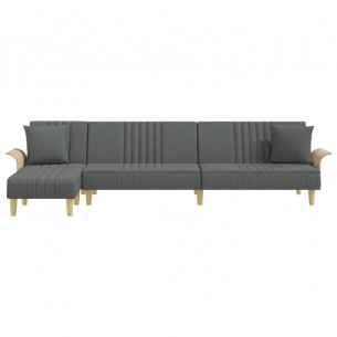 Canapé-lit en forme de L gris foncé 279x140x70 cm tissu Canapé-lit en forme de L gris foncé 279x140x70 cm tissu
