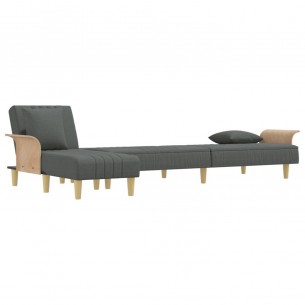 Canapé-lit en forme de L gris foncé 279x140x70 cm tissu Canapé-lit en forme de L gris foncé 279x140x70 cm tissu