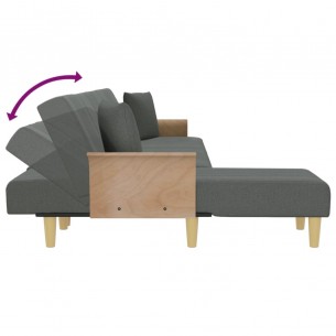 Canapé-lit en forme de L gris foncé 279x140x70 cm tissu Canapé-lit en forme de L gris foncé 279x140x70 cm tissu