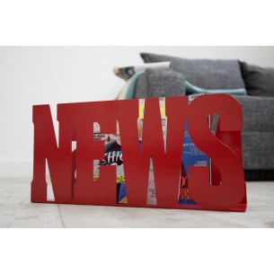 Porte-revues design news en métal coloris rouge Porte-revues design news en métal coloris rouge