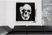 Tableau design crâne en verre et cristaux 100 cm