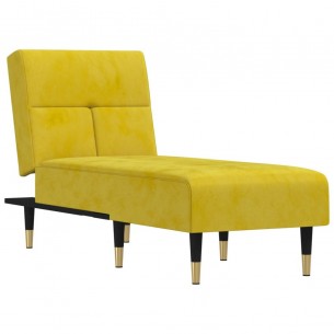 Chaise longue jaune velours