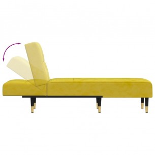 Chaise longue jaune velours