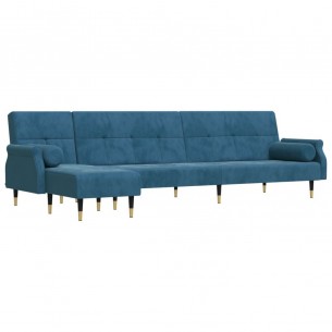 Canapé-lit en forme de L bleu 271x140x70 cm velours Canapé-lit en forme de L bleu 271x140x70 cm velours