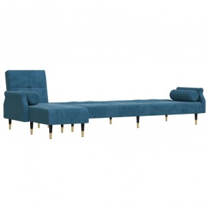 Canapé-lit en forme de L bleu 271x140x70 cm velours Canapé-lit en forme de L bleu 271x140x70 cm velours