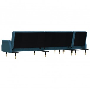 Canapé-lit en forme de L bleu 271x140x70 cm velours Canapé-lit en forme de L bleu 271x140x70 cm velours