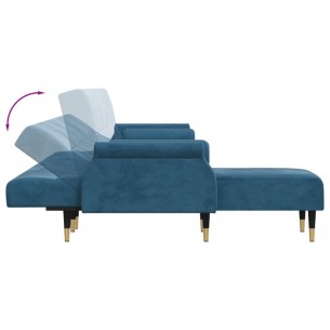 Canapé-lit en forme de L bleu 271x140x70 cm velours Canapé-lit en forme de L bleu 271x140x70 cm velours