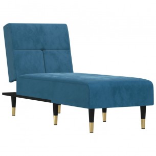 Chaise longue bleu velours